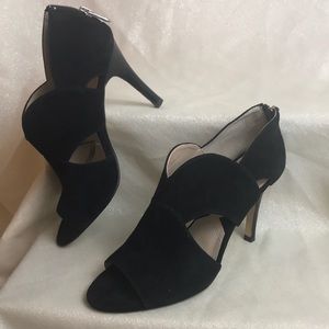 Adrienne Vittadini Black Peep Toe Cutout Heels